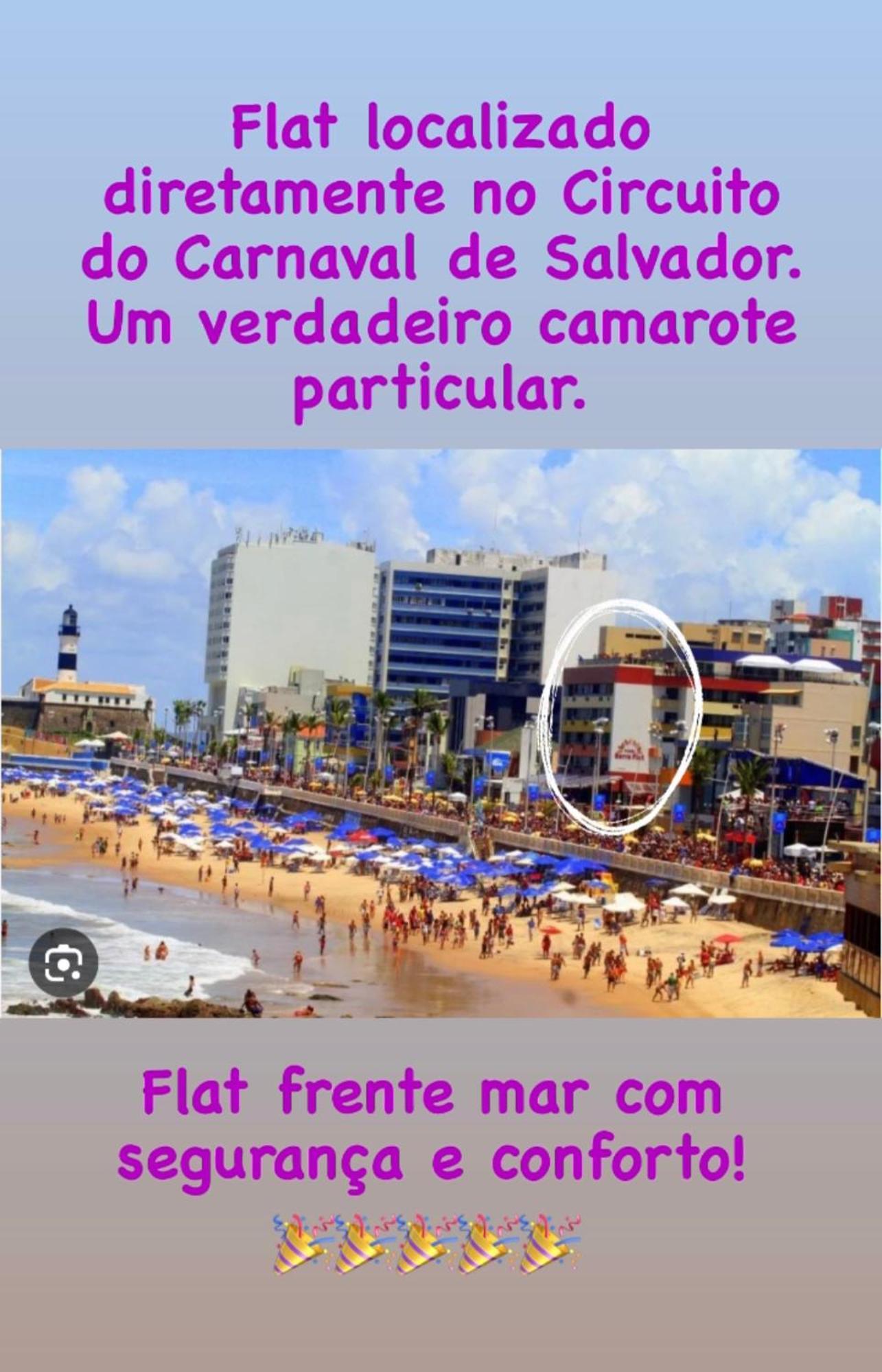 Belissimo Flat Direto Na Praia Da Barra - Flat Beira Mar No Circuito Do Carnaval Salwador Zewnętrze zdjęcie